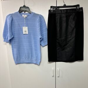 XS Knit Top/Sweater and Black Skirt Set